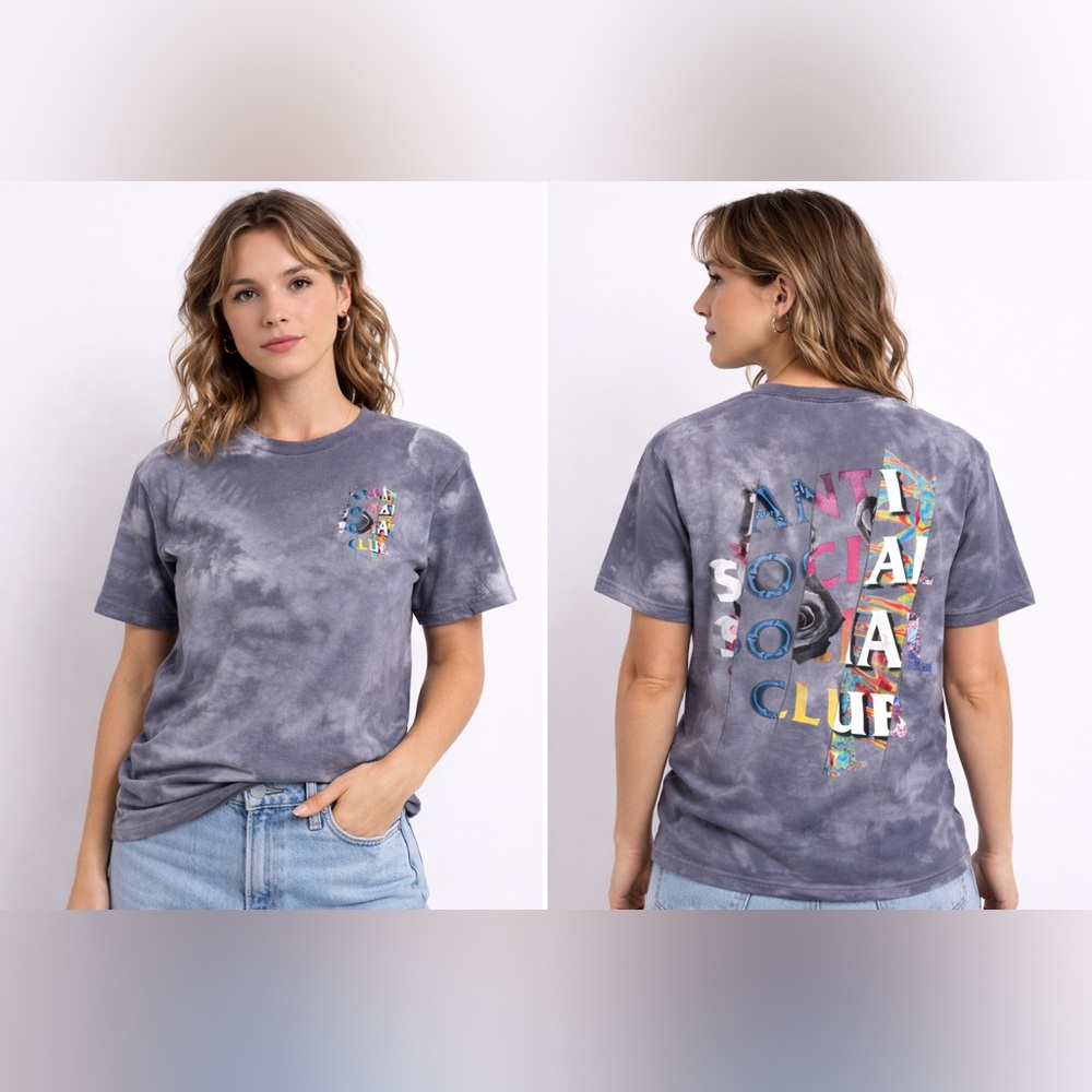 RARE ANTISOCIAL CLUB Gray Tie-Dye T-Shirt